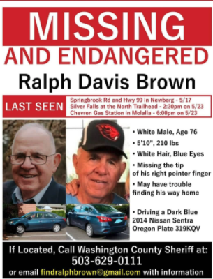 Ralph Brown Missing poster