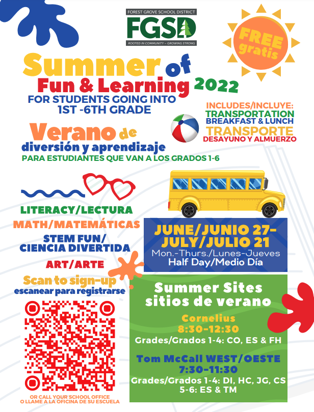 Summer of Fun & Learning Flyer. Details provided in main text. 