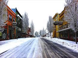 Winter view of Forest Grove main street